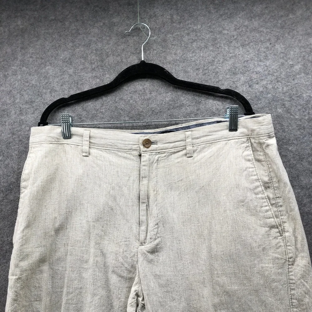 Banana Republic Cotton Linen Shorts Mens 36 Beige White Striped Flat Front
